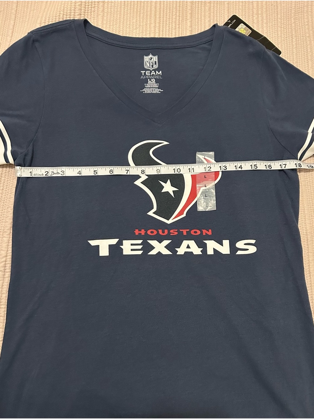 NFL Houston Texans Women's Navy V-Neck Tee with Logo - Picture 5 of 6